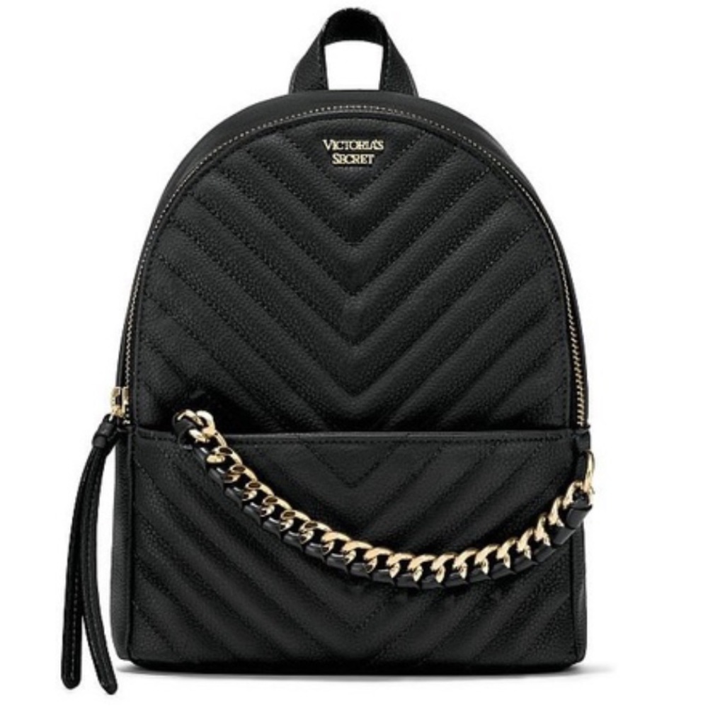 Victoria’s Secret Pebbled V-Quilted Small City Backpack Gold Hardware